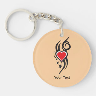Vintage Sierhart met Bloem Tattoo Kunst Sleutelhanger