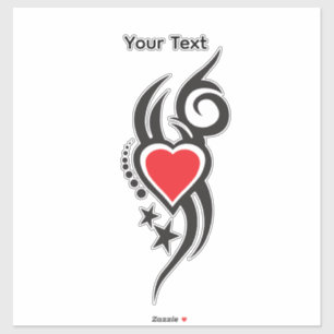 Vintage Sierhart met Bloem Tattoo Kunst Sticker
