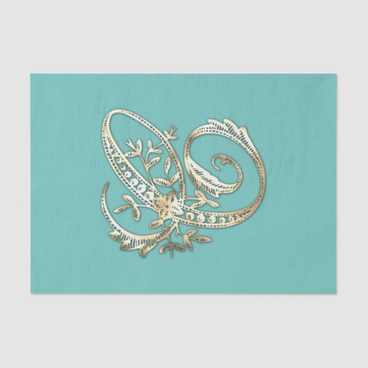 Vintage Sierlijk Gouden Monogram C Tissuepapier (Voorkant)