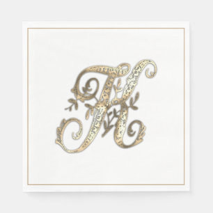 Vintage Sierlijk Gouden Monogram K Servet