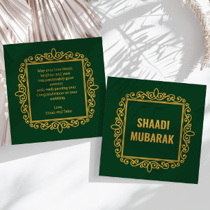 Vintage Sierlijke Groene Shaadi Mubarak Kaart