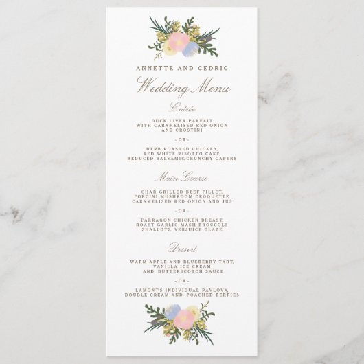 Vintage Silhouette Spring Floral Mariage Menu (Devant)