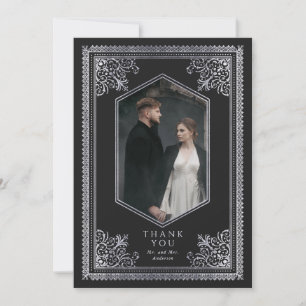 Vintage Silver Victorian Mariage Photo Merci
