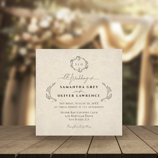 Vintage Simple Elegant Wedding Invitation Card