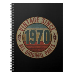 VINTAGE SINDS 1970 ALLE ORIGINELE ONDERDELEN. NOTITIEBOEK