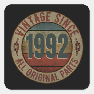 VINTAGE SINDS 1992 ALLE ORIGINELE ONDERDELEN VIERKANTE STICKER
