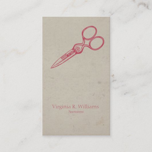 Vintage Sissors Seamstress Mode Visitekaartje (Voorkant)