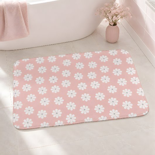 Vintage Sixties Mod Bloem Roze Badmat