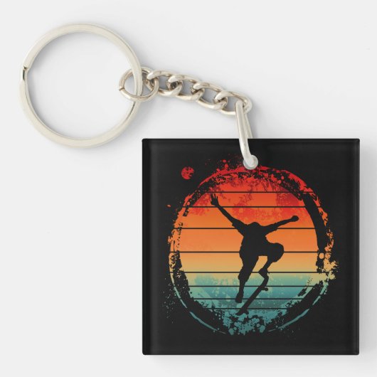 Vintage Skateboarden Skateboard  Sleutelhanger (voorkant)