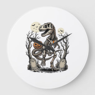 Vintage skelet dinosaurus Halloween kerkhof ontw Grote Klok
