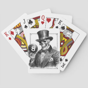 Vintage Skelet met Hoge Hoed en 8-Bal  Pokerkaarten