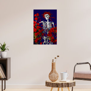 Vintage Skelet & Rozen Poster