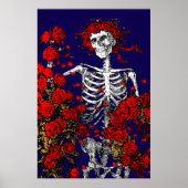 Vintage Skeleton & Roses Poster (Voorkant)