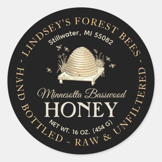 Vintage Skep Miel Étiquette Main Bouteille Bois de (Devant)