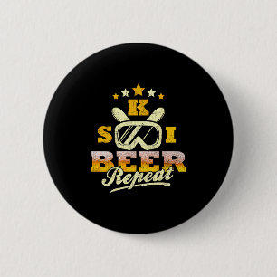 Vintage ski bier herhaal distress grappig skien sn ronde button 5,7 cm