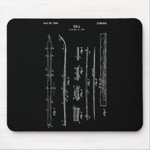 Vintage Ski Blueprint T-shirt - Sneeuw Waterskiën Muismat