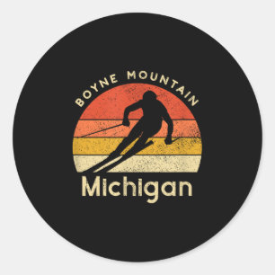 Vintage Ski Boyne Mountain Michigan Berg  Ronde Sticker