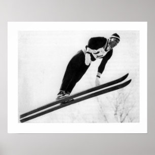 Vintage ski iamge, Keep jumping Poster