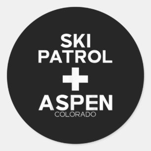 Vintage Ski Patrol Aspen T-shirt Snowboarden Skiën Ronde Sticker