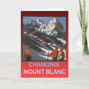 Vintage Ski Poster, Frankrijk, Chamonix, Mt Blanc Kaart