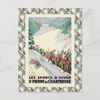 Vintage Ski Poster, St Pierre de Chartreuse Briefkaart