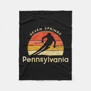 Vintage Ski Seven Springs Pennsylvania Berg Fleece Deken