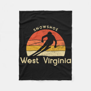 Vintage Ski Sneeuwschoen West Virginia Berg Fleece Deken