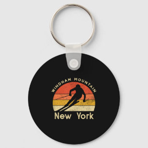 Vintage Ski Windham Mountain New York Berg Sleutelhanger