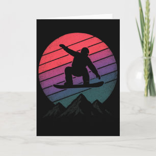 Vintage Skiën Silhouet - Retro Zonsondergang Berge Kaart