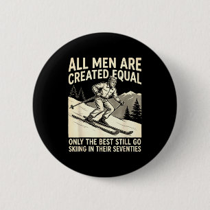 Vintage skiër seventies humor oude man skiën ontwe ronde button 5,7 cm