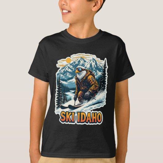 Vintage Skiing Eagle Design T-shirt (Voorkant)