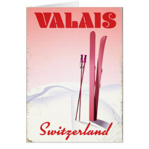 vintage skski-poster voor valais Zwitserland