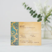 Vintage Sky Blue Damask Lace Wedding RSVP (Debout devant)