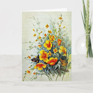 Vintage Slaapmutsje Wilde Bloemen Feestdagen Kaart