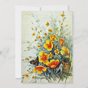 Vintage Slaapmutsje Wilde Bloemen Feestdagenkaart