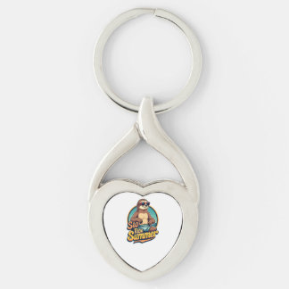 Vintage Sloth Summer Retro Beach Vibes Design 2 Sleutelhanger