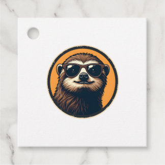 Vintage Sloth Sunglasses Retro Badge Art 2 Bedankjes Labels