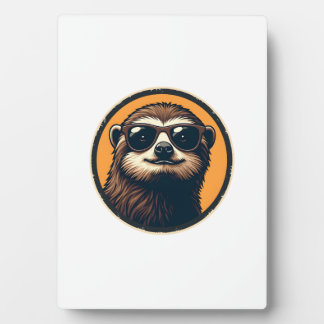 Vintage Sloth Sunglasses Retro Badge Art 2 Fotoplaat