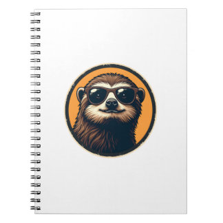 Vintage Sloth Sunglasses Retro Badge Art 2 Notitieboek