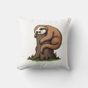 Vintage Sluimerende Luiaard Bos Log Cute Dieren Ku Kussen