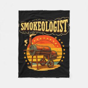 Vintage smokeoloog pitmaster bbq-roker grilleert fleece deken
