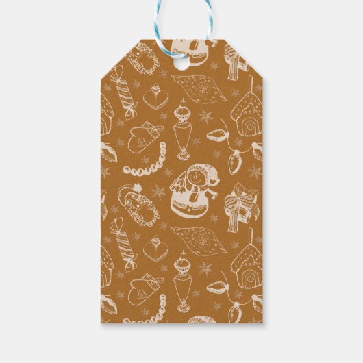 vintage - sneeuwman met kerst cadeaulabel (Voorkant)