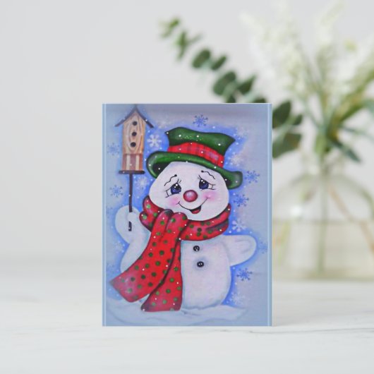 Vintage Snowman Briefkaart (Staand voorkant)