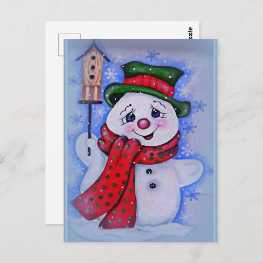 Vintage Snowman Briefkaart (Voorkant / Achterkant)