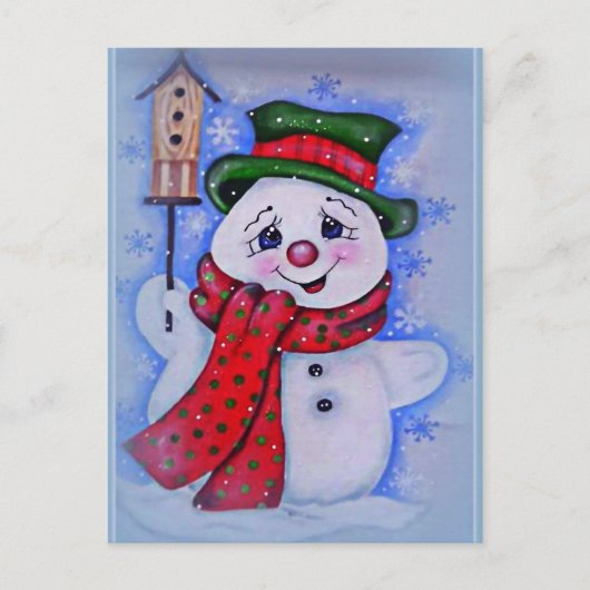 Vintage Snowman Briefkaart (Voorkant)