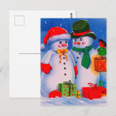 Vintage Snowman Briefkaart (Voorkant / Achterkant)