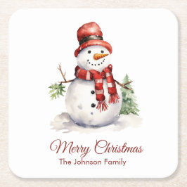 Vintage Snowman Coaster Vierkante Kartonnen Onderzetter