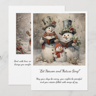 Vintage Snowman Family Carolers Christmas Kaart