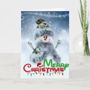 Vintage Snowman Feestdagen Kaart