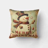 Vintage Snowman - Joyeux Oreiller de Noël (Verso)